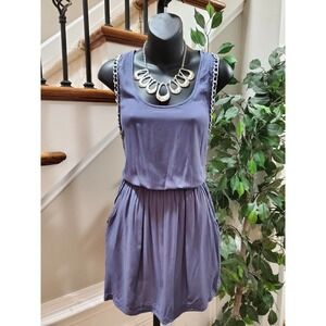 Imaginary Voyage Women's Blue Rayon Round Neck Sleeveless Knee Length Dress S